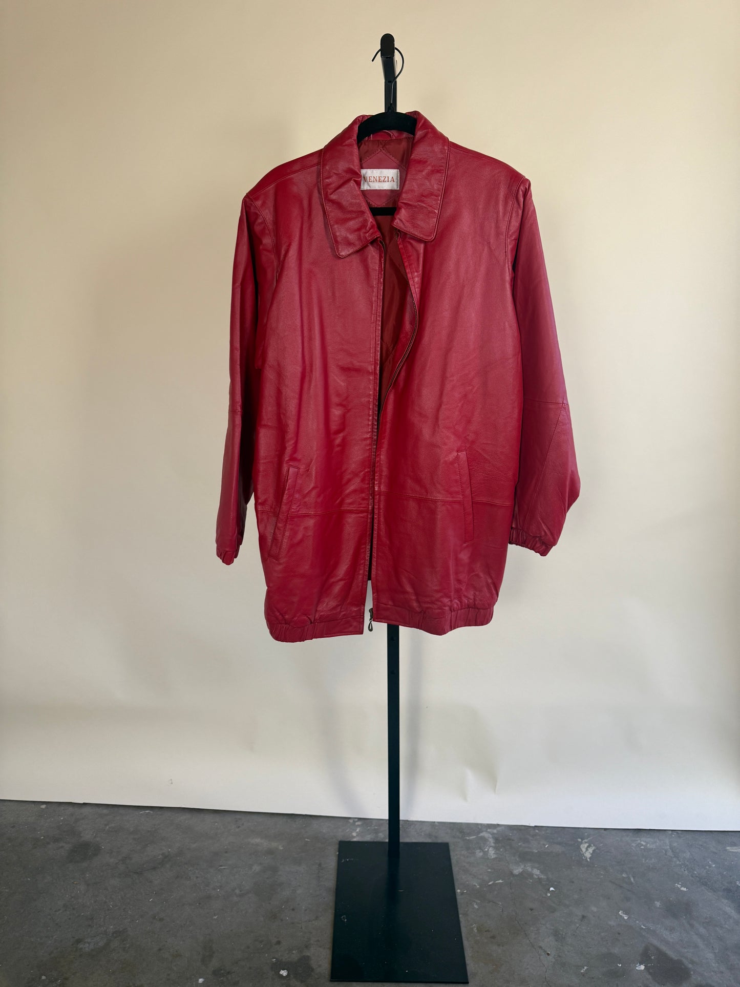 90's Venezia Red Leather Coat