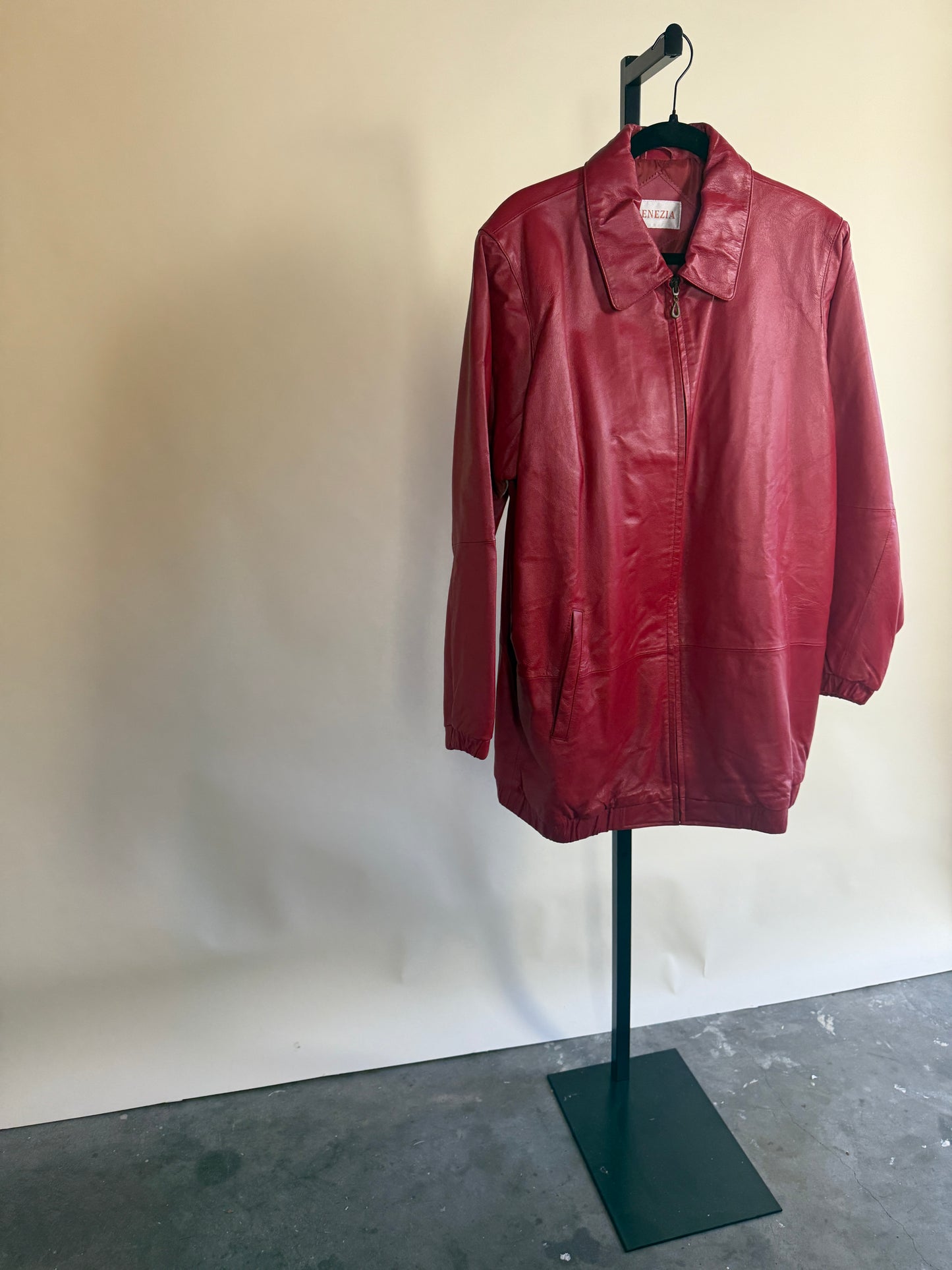 90's Venezia Red Leather Coat