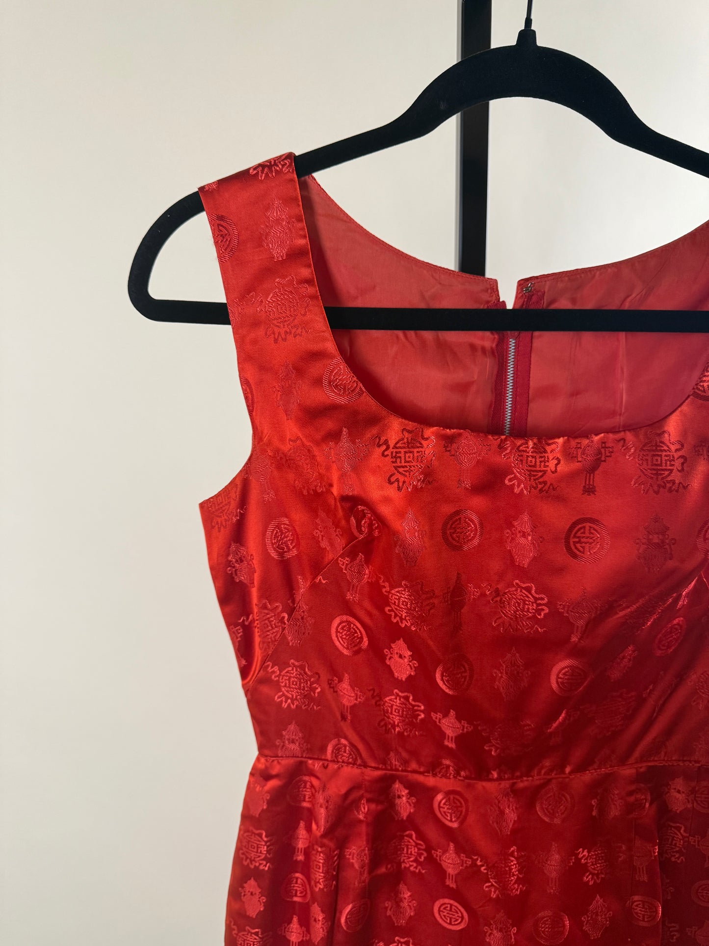 Asian Inspired 60's Satin Cocktail Dress and Jacket Set