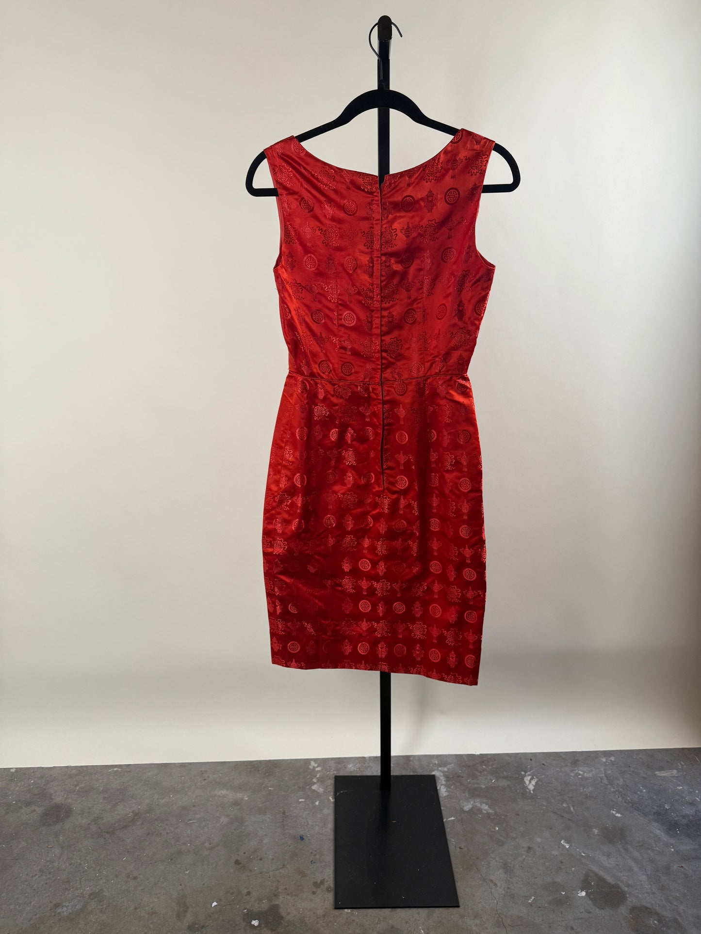 Asian Inspired 60's Satin Cocktail Dress and Jacket Set
