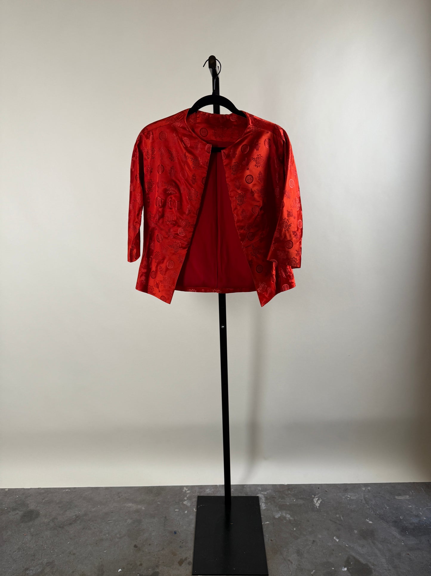 Asian Inspired 60's Satin Cocktail Dress and Jacket Set