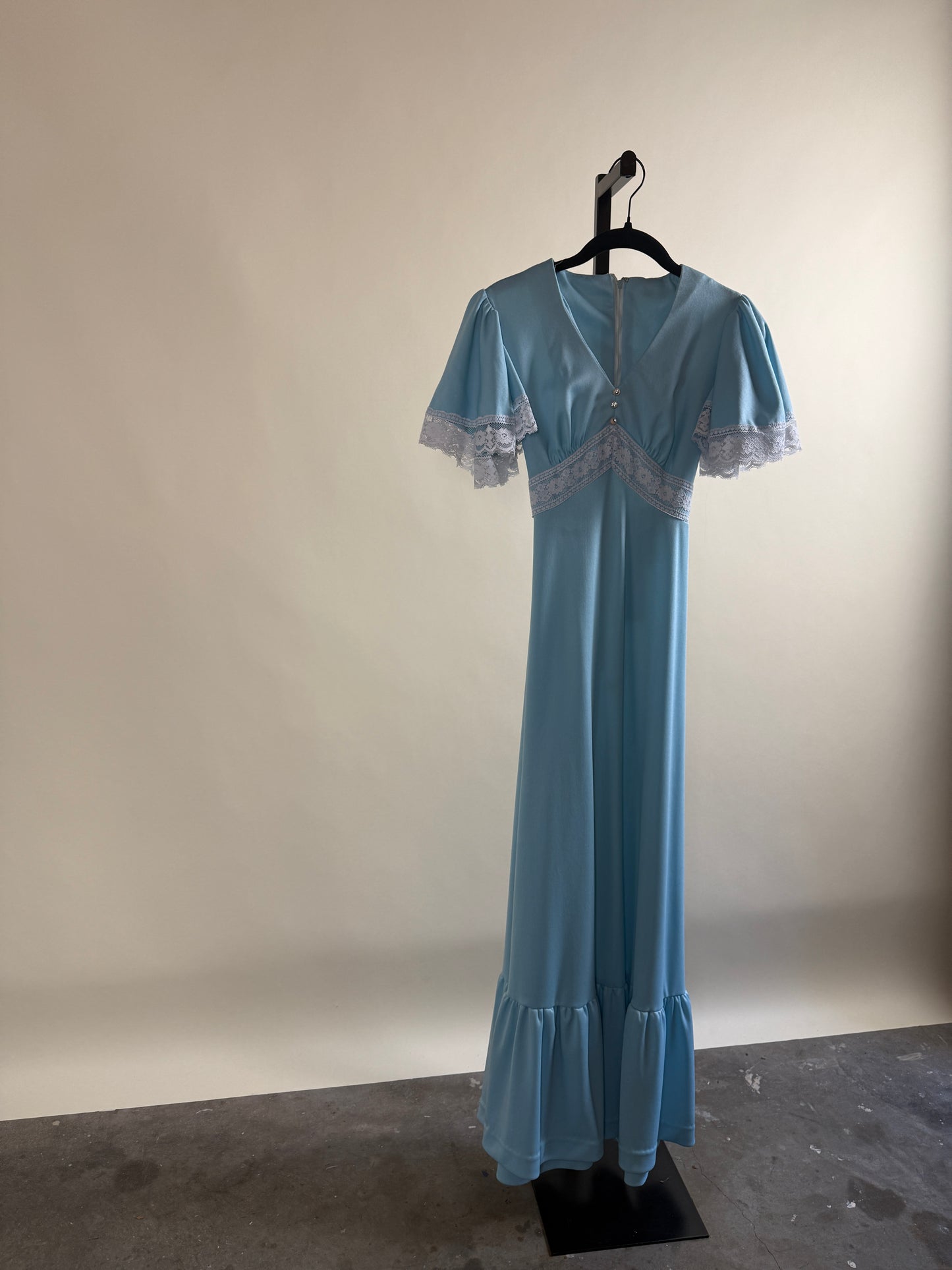 70s Prairie Maxi Dress in Baby Blue