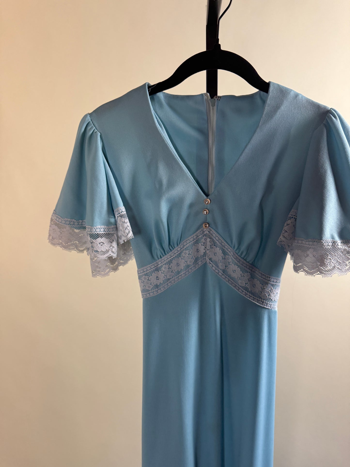 70s Prairie Maxi Dress in Baby Blue