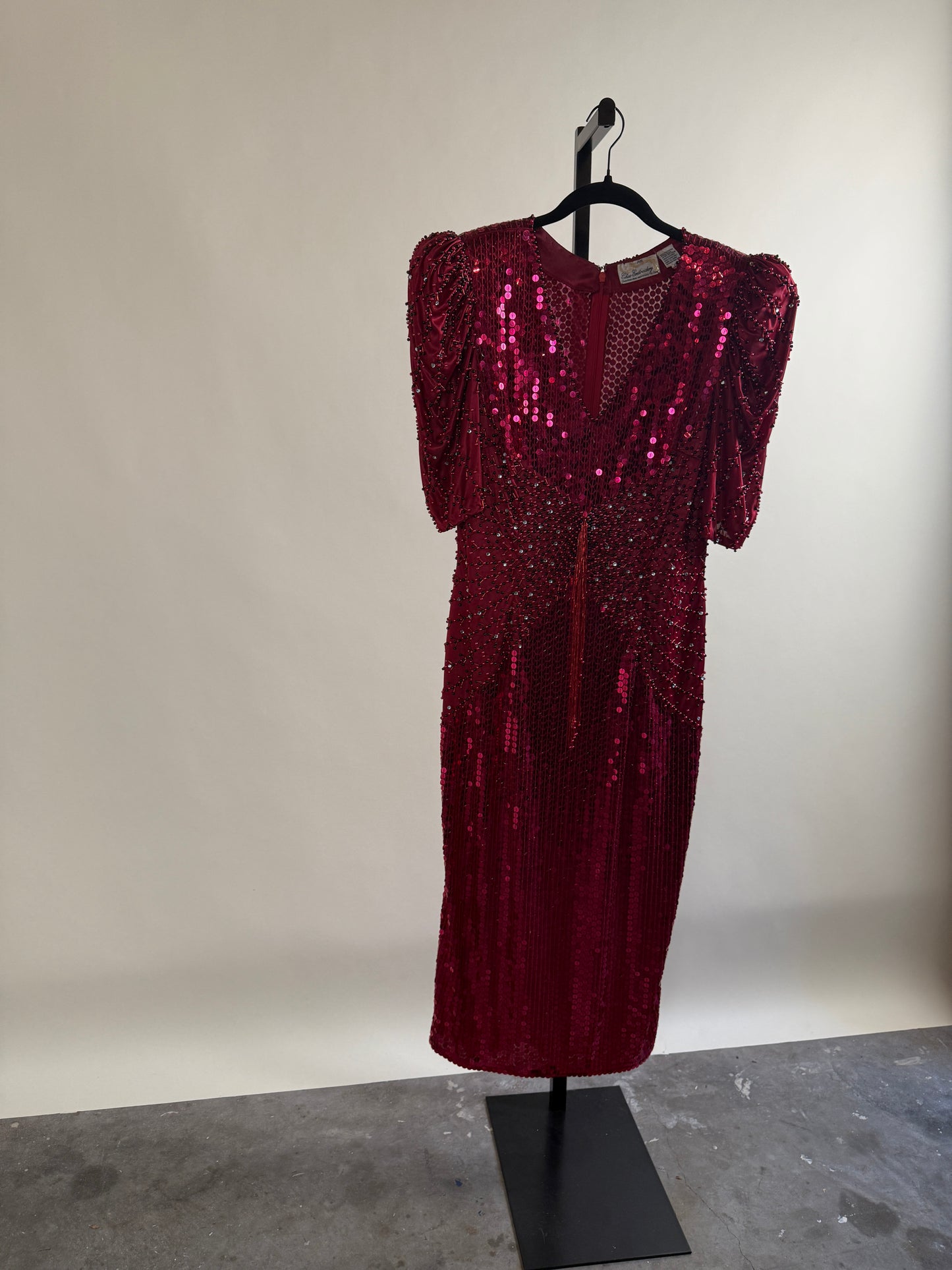 Gorgeous 80's Scarlet Red Beaded Dress