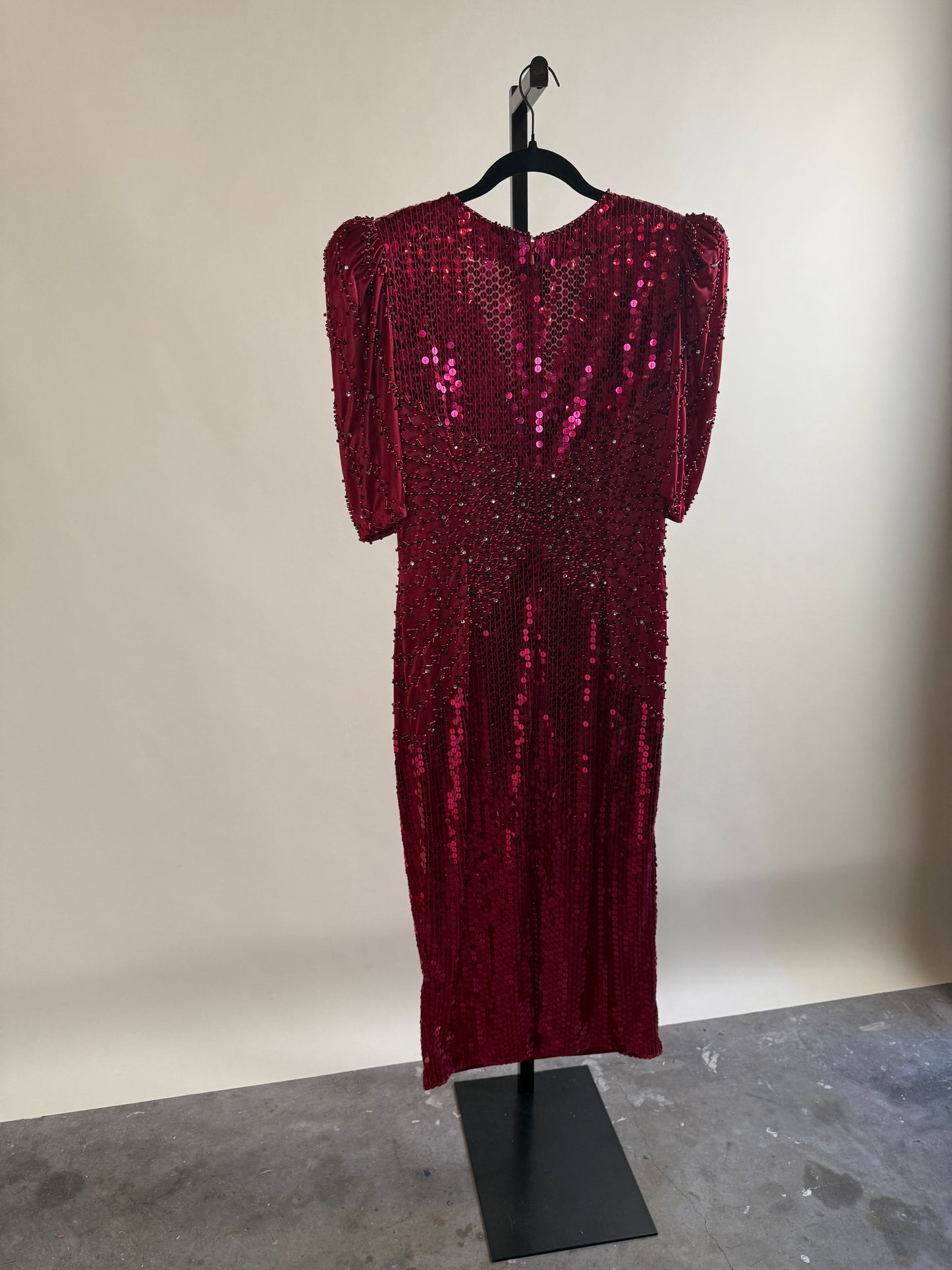 Gorgeous 80's Scarlet Red Beaded Dress