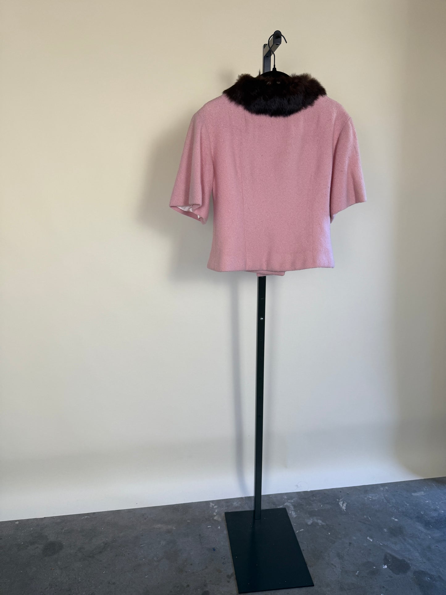 Jackie Kennedy Style 1960's Cropped Jacket w/ Mink Collar