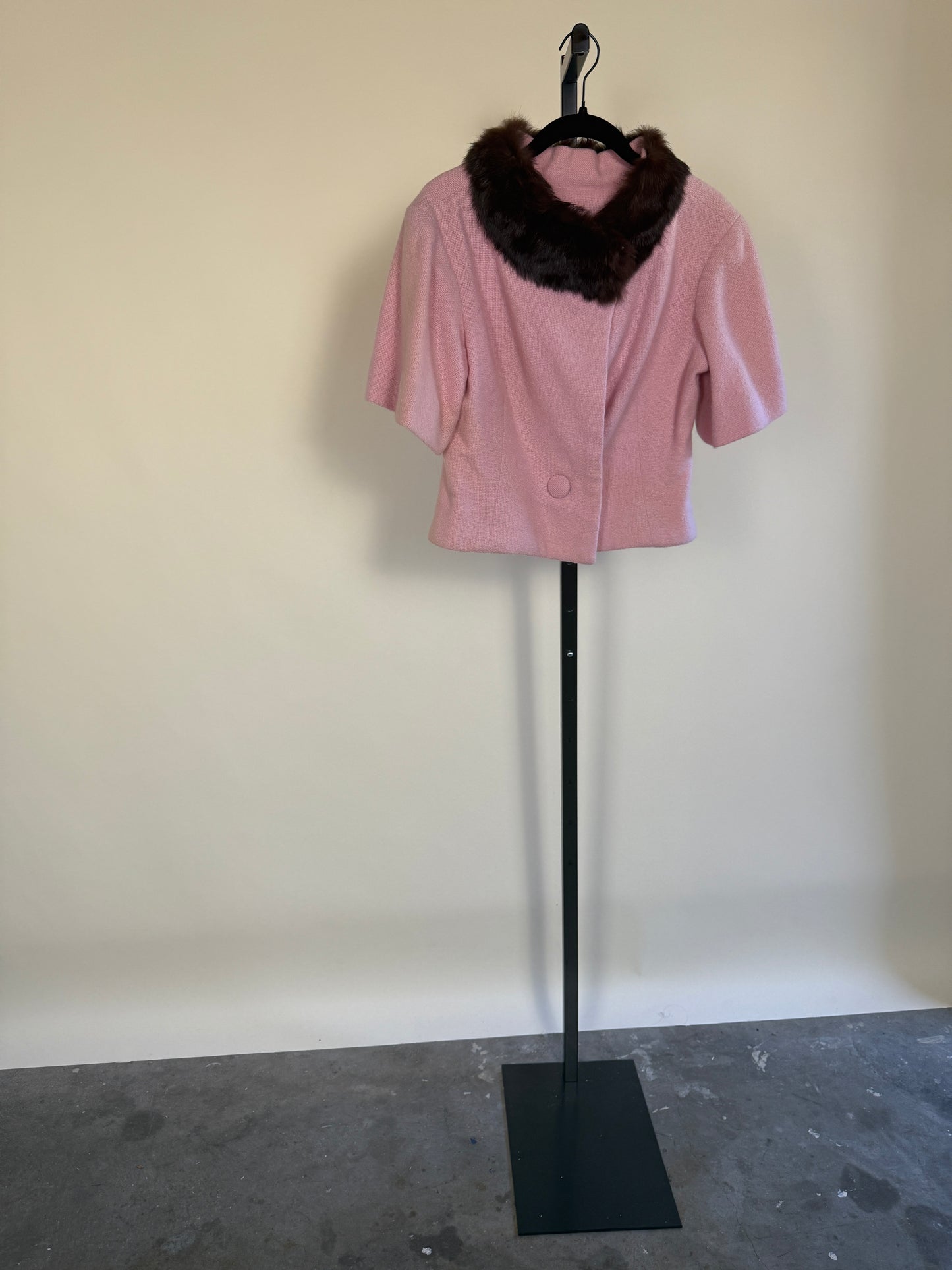 Jackie Kennedy Style 1960's Cropped Jacket w/ Mink Collar