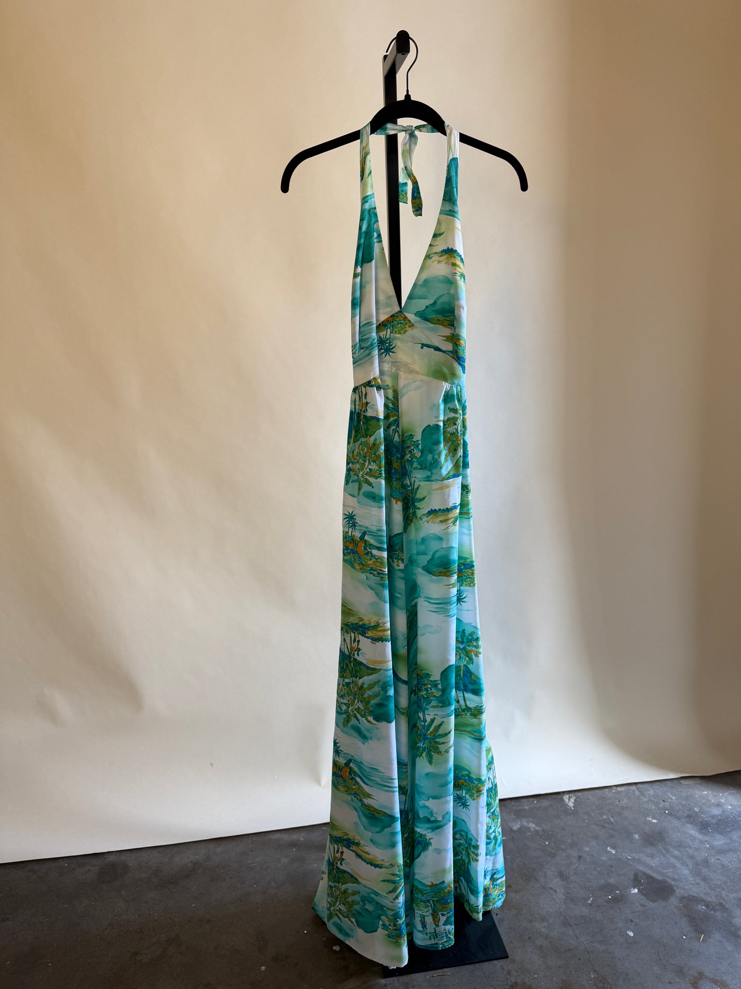 Hawaiian Halter Maxi Dress