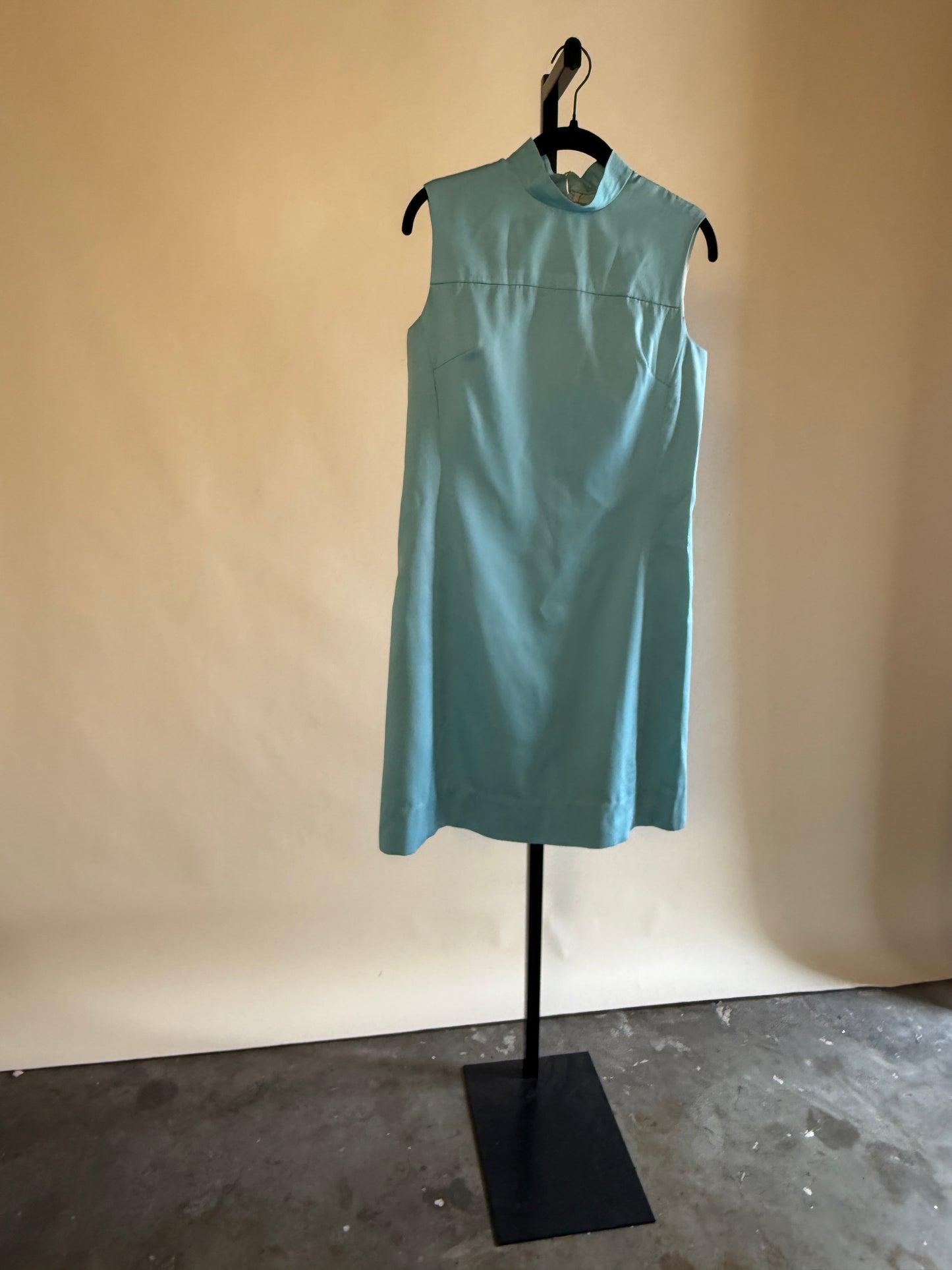 Classic 60s Baby Blue Mock Neck Shift Dress