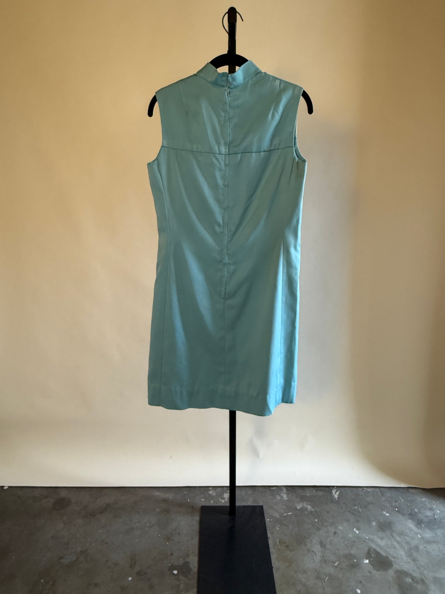 Classic 60s Baby Blue Mock Neck Shift Dress