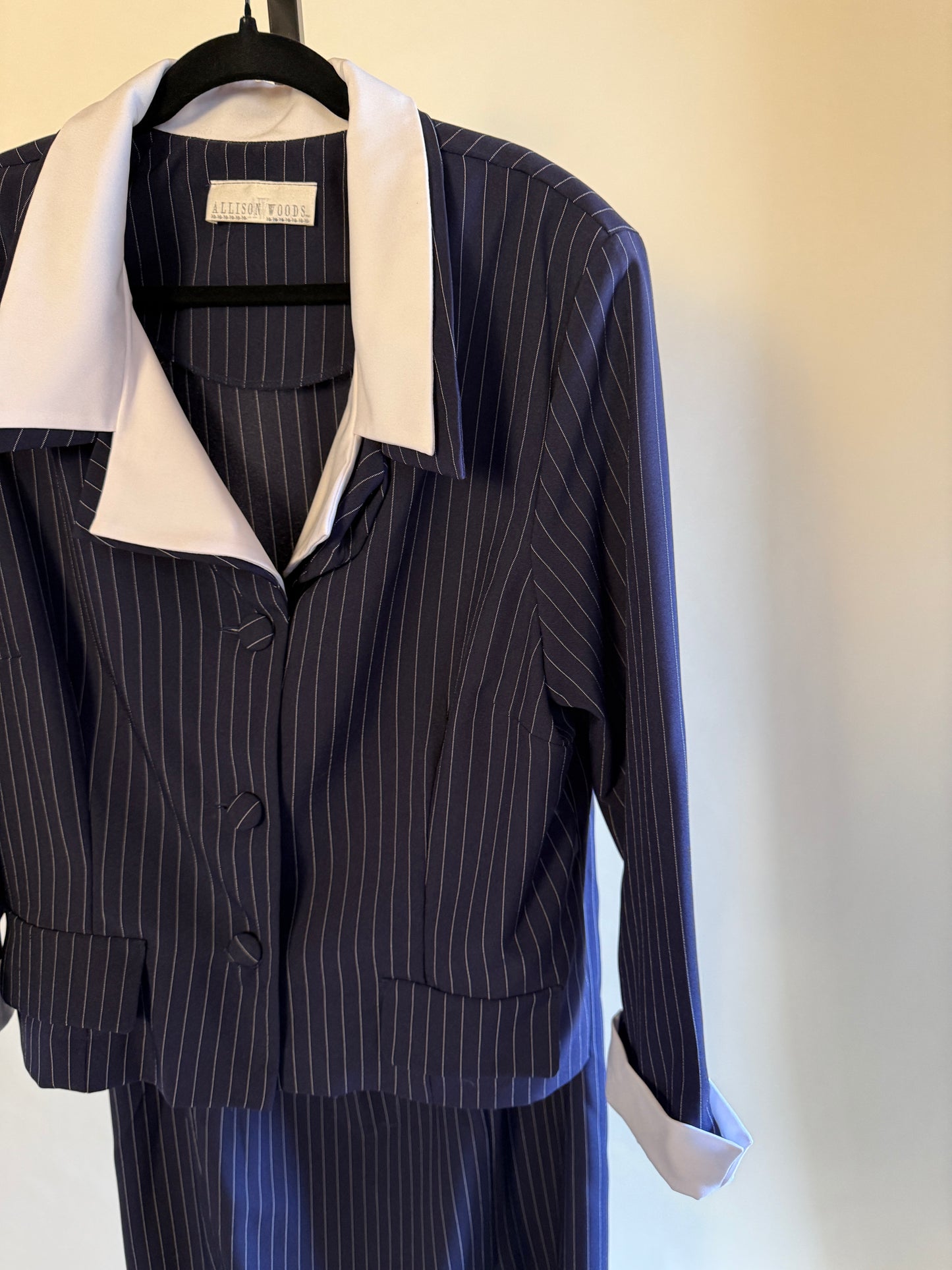 Navy Pinstripe Blazer & Skirt Set 80s/90s (Larger size!)