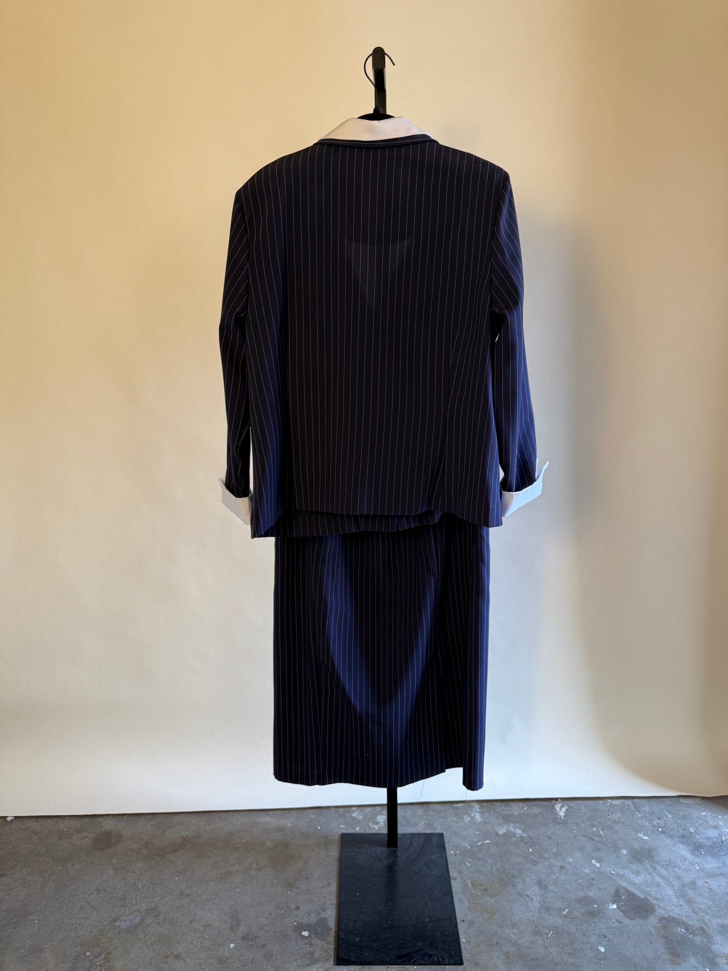 Navy Pinstripe Blazer & Skirt Set 80s/90s (Larger size!)