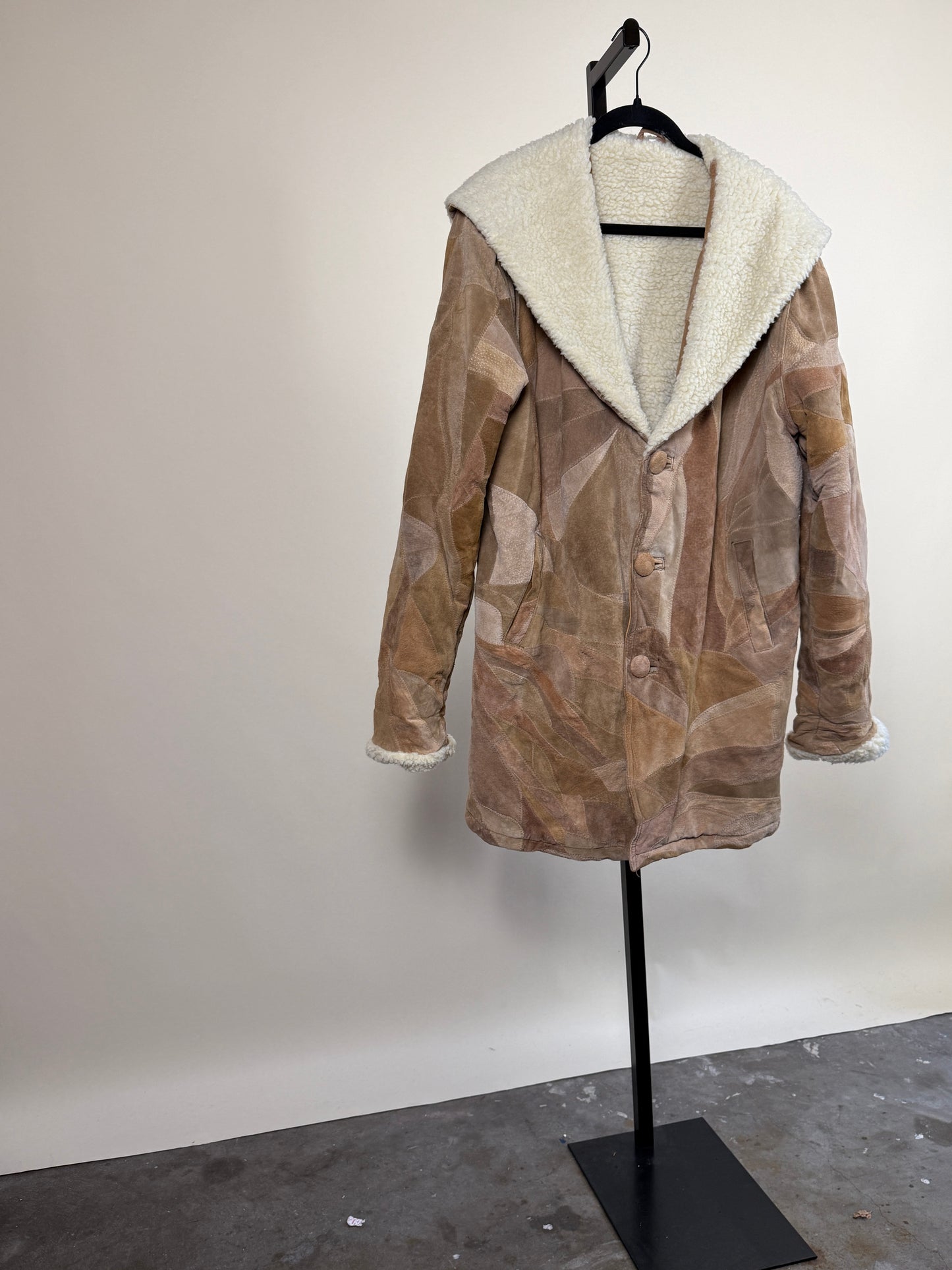 Oversized 100% Suede Patchwork Coat