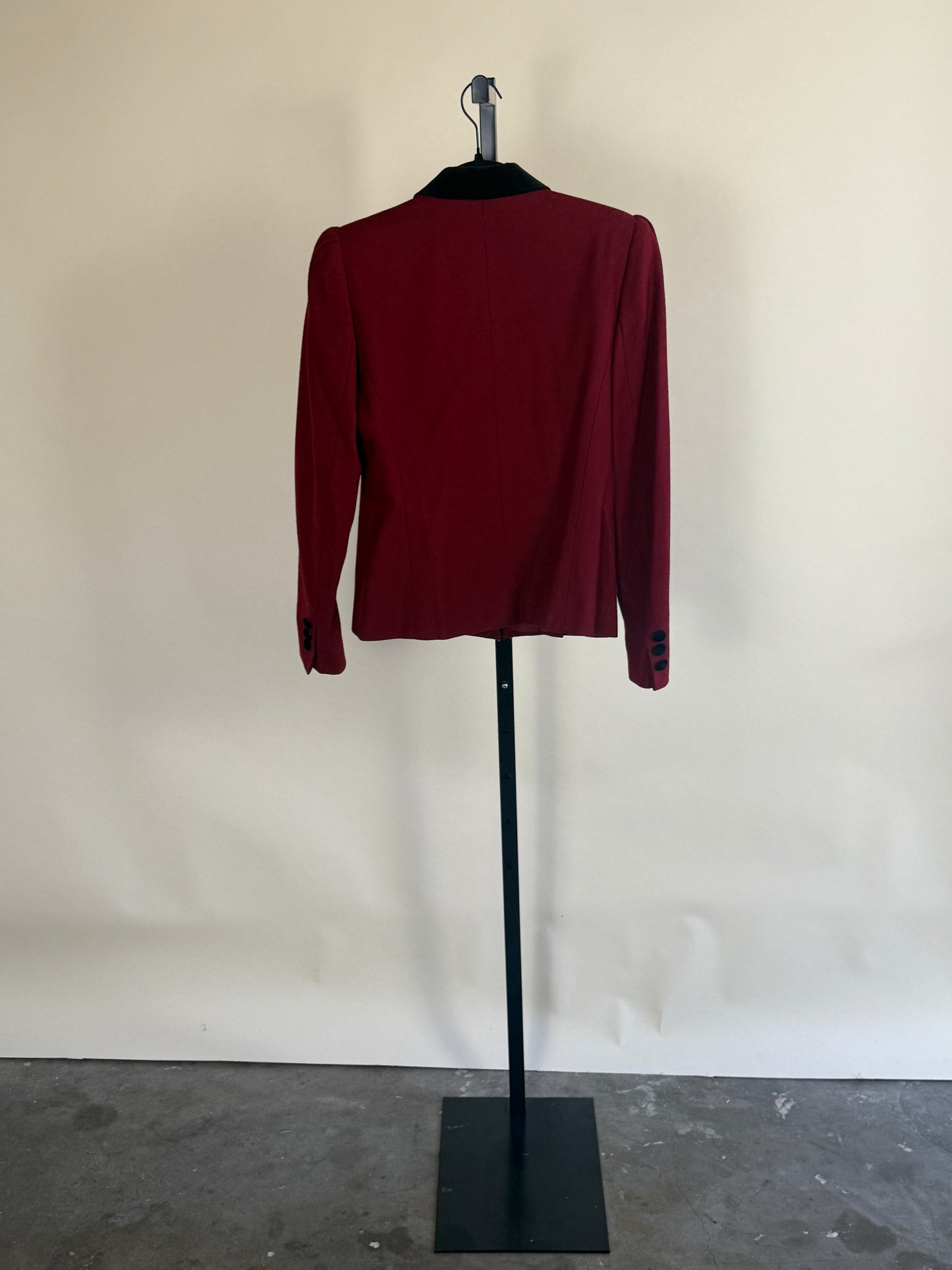 70s Burgundy Blazer & Skirt Suit Set with Velvet Collar