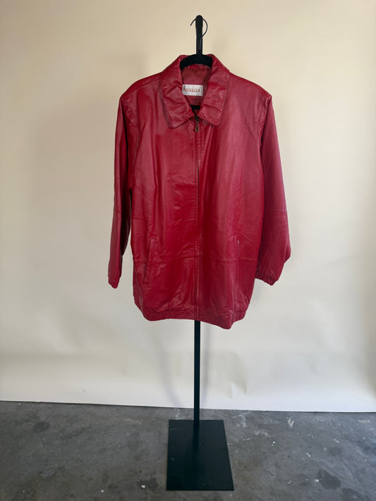90's Venezia Red Leather Coat