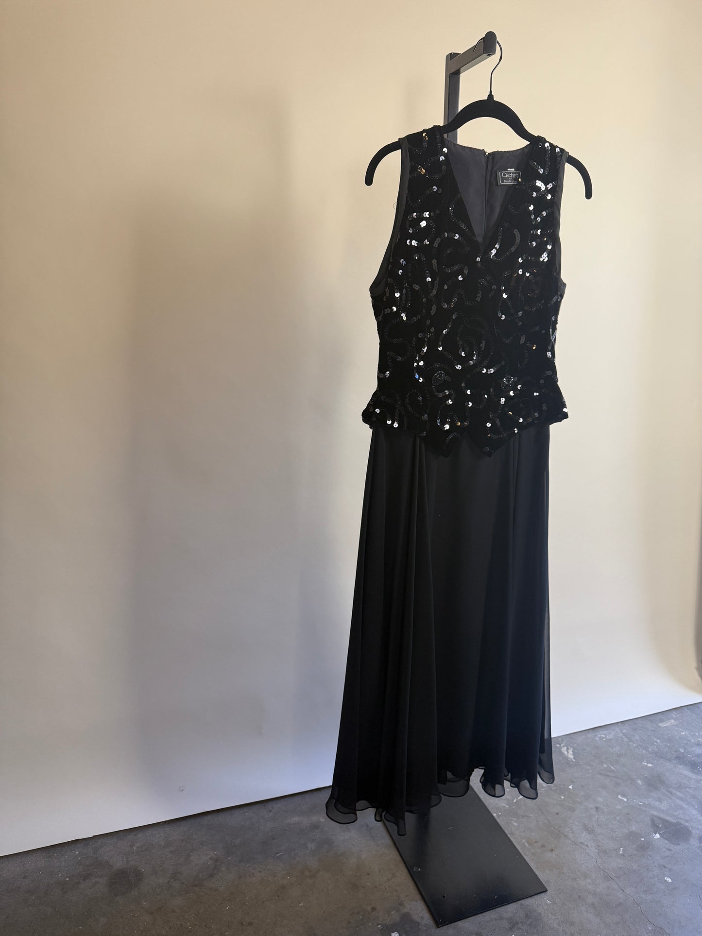 70s/80s Stunning Black Vest Sequined Dress