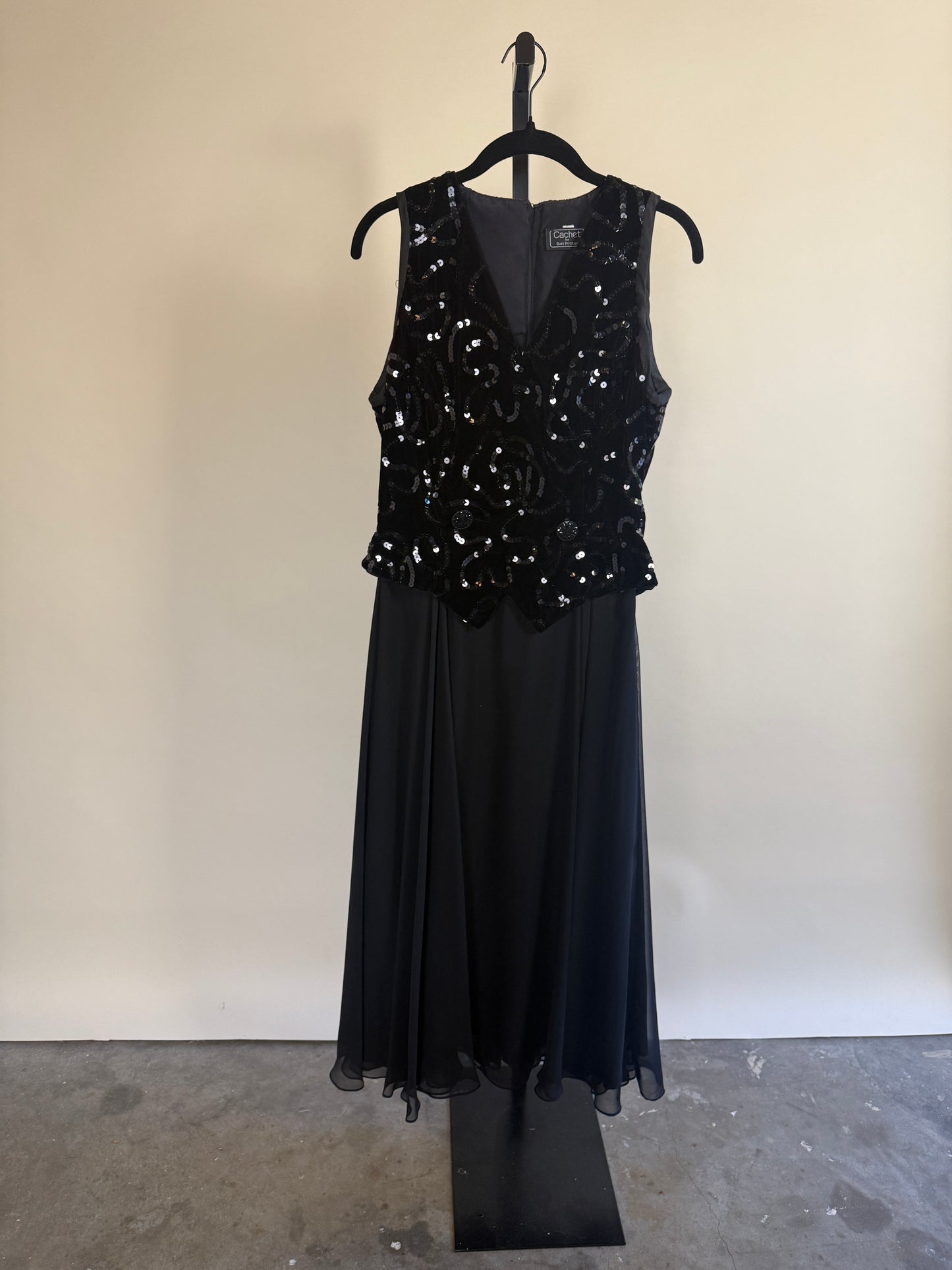 70s/80s Stunning Black Vest Sequined Dress