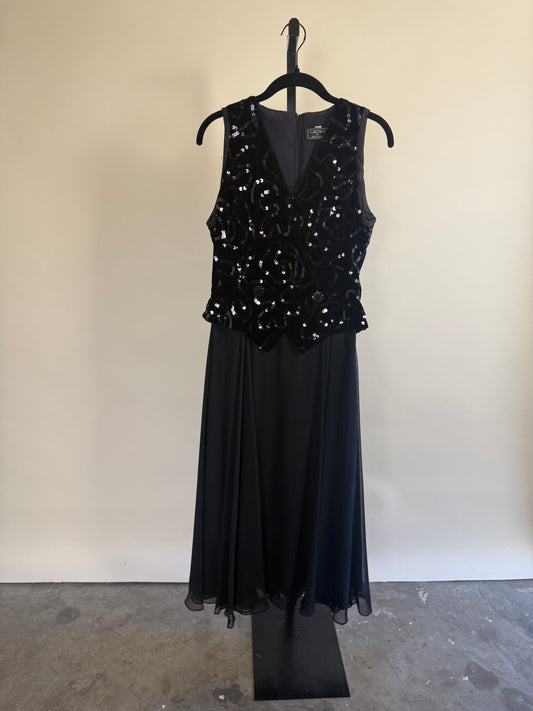 70s/80s Stunning Black Vest Sequined Dress