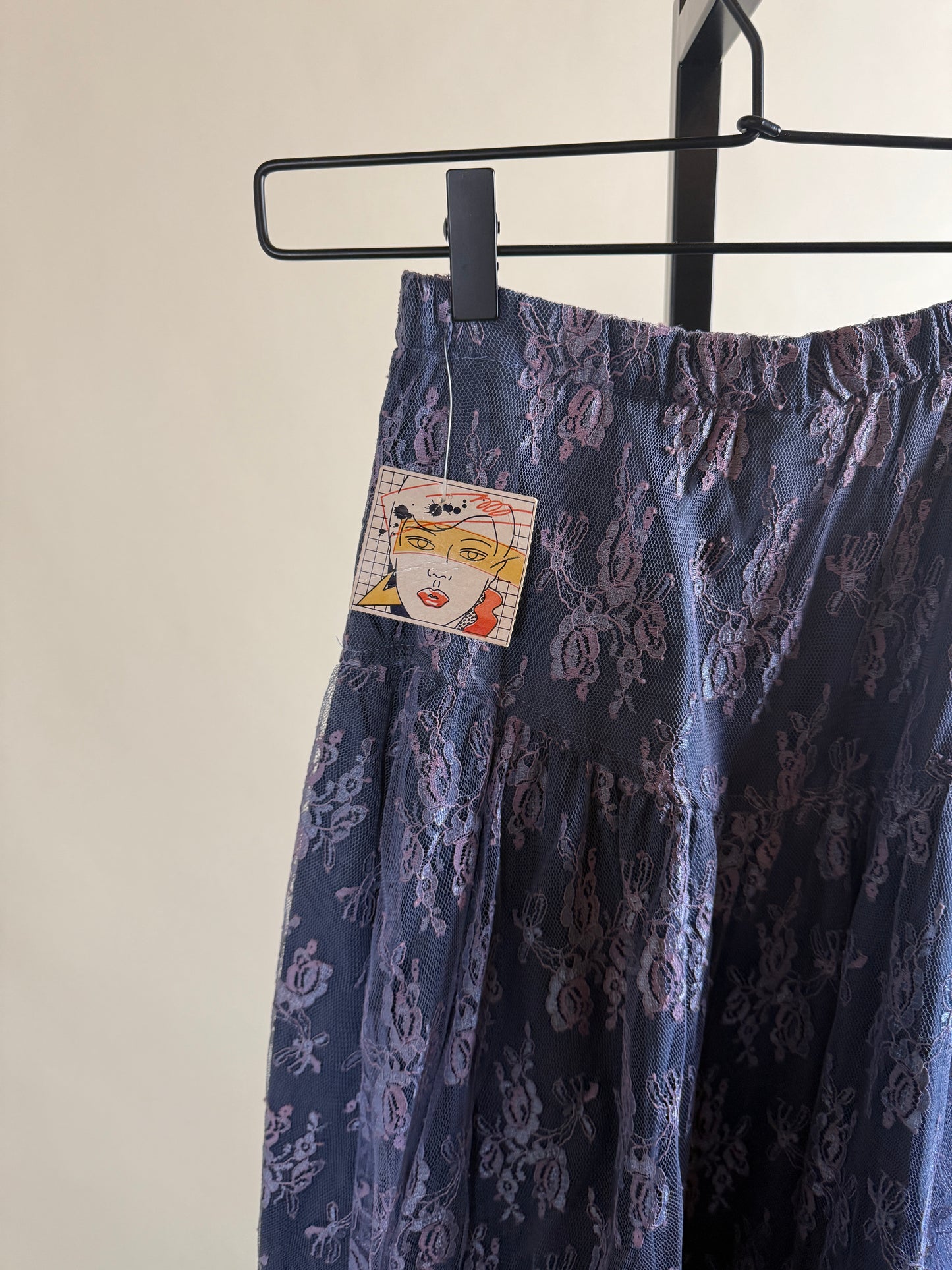 *New w/ Tags!!* 80's Purple Lace Midi Skirt