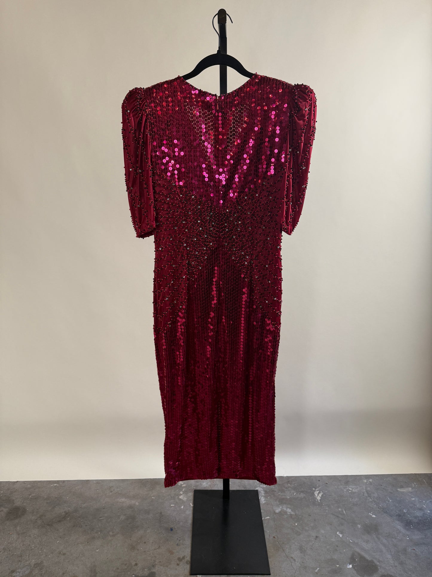 Gorgeous 80's Scarlet Red Beaded Dress