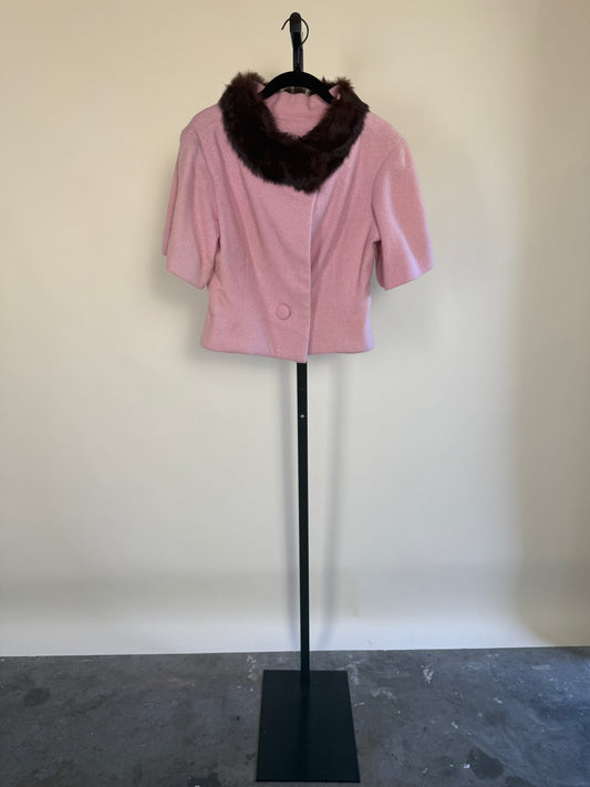 Jackie Kennedy Style 1960's Cropped Jacket w/ Mink Collar