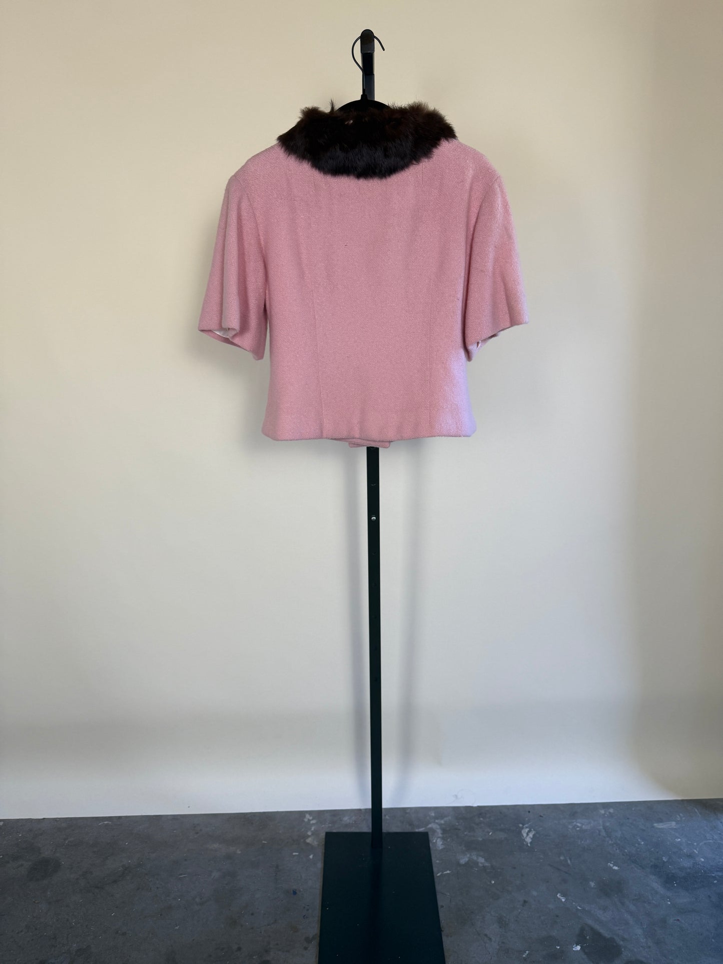 Jackie Kennedy Style 1960's Cropped Jacket w/ Mink Collar