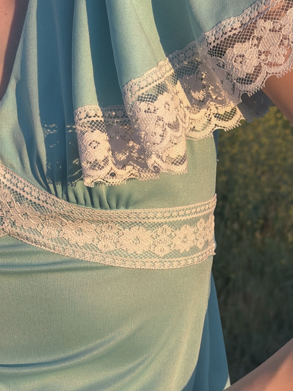 70s Prairie Maxi Dress in Baby Blue