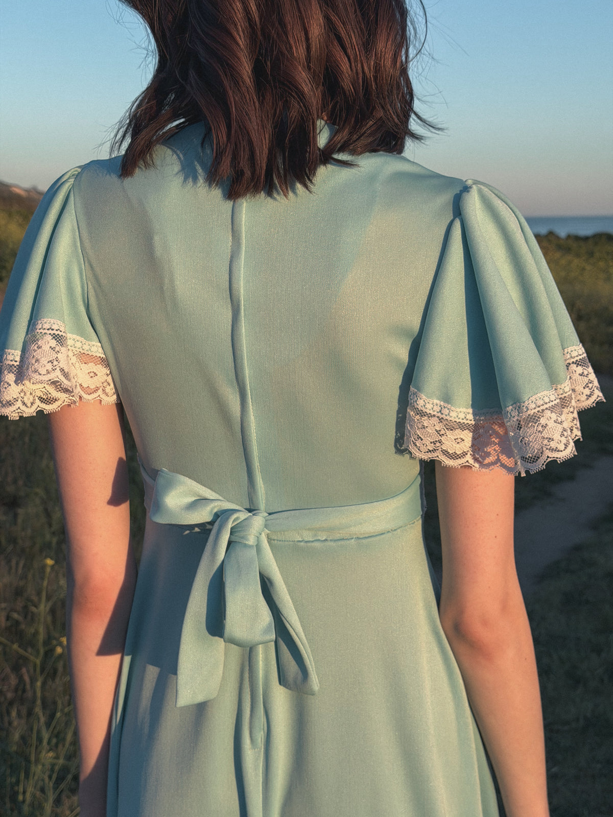 70s Prairie Maxi Dress in Baby Blue