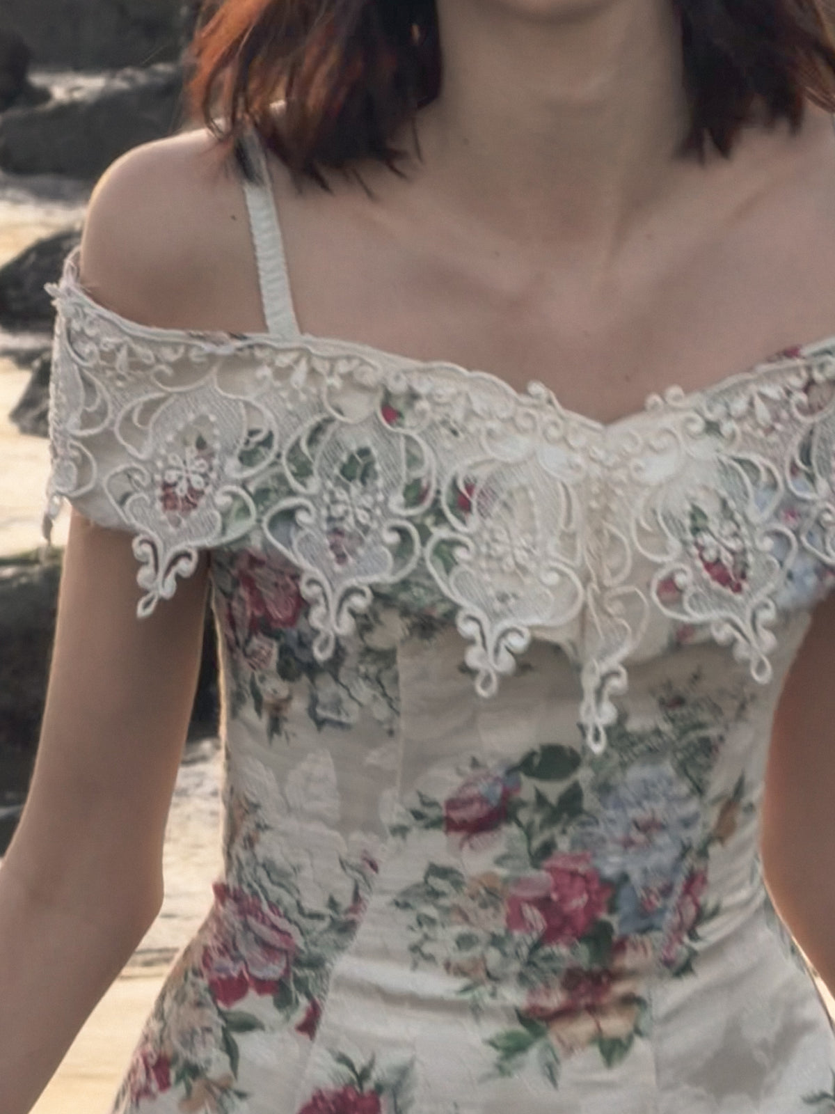 Floral 80s Off-Shoulder Mini