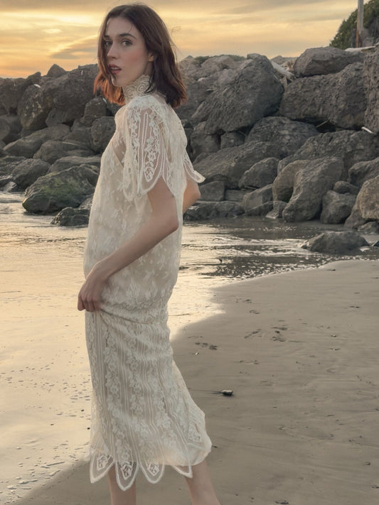 Rare Find! Stunning 70s Lace Wedding Gown by Jessica McClintock (Gunne Sax)