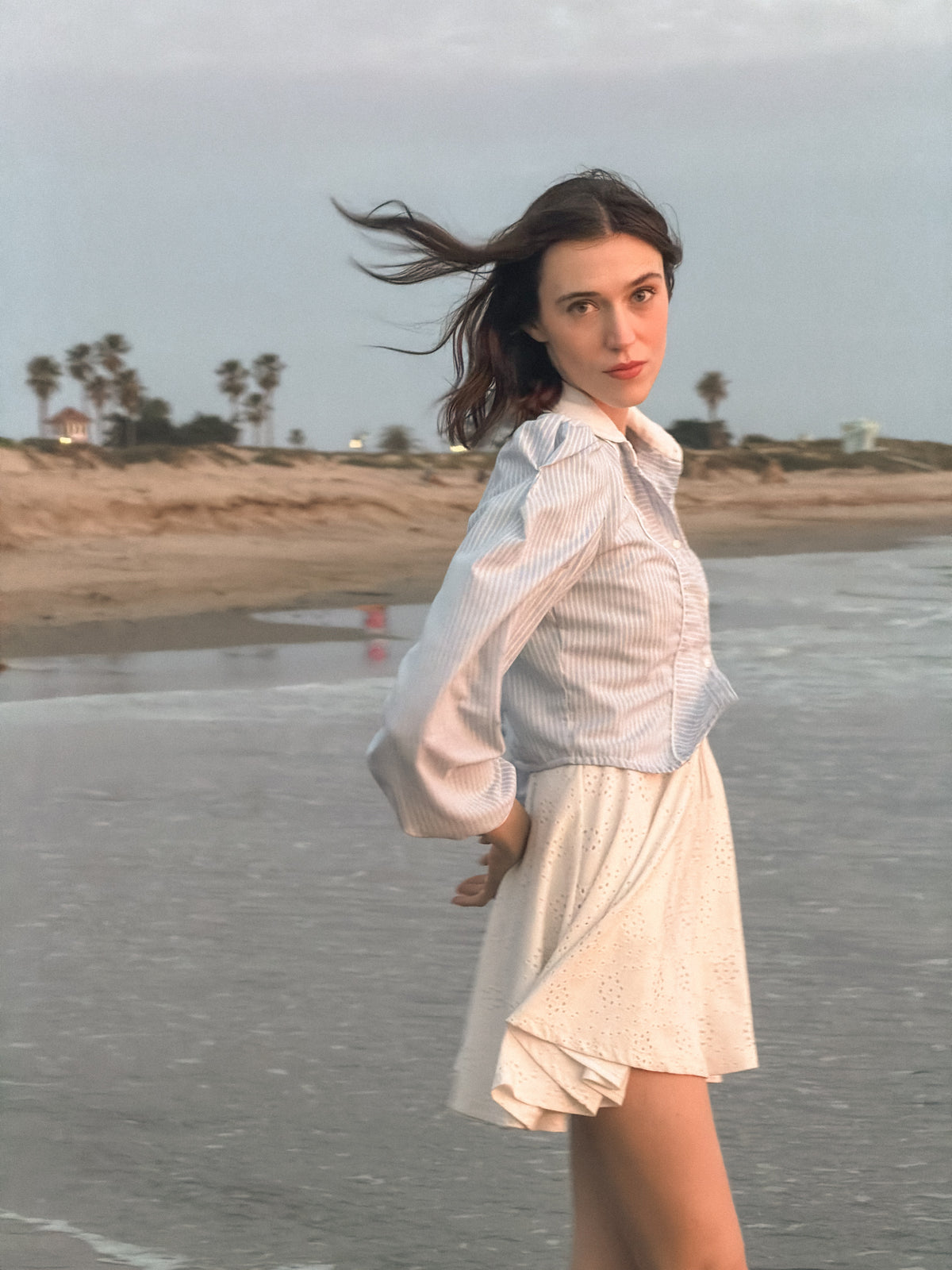 Dusty Blue Wide Sleeve Blouse