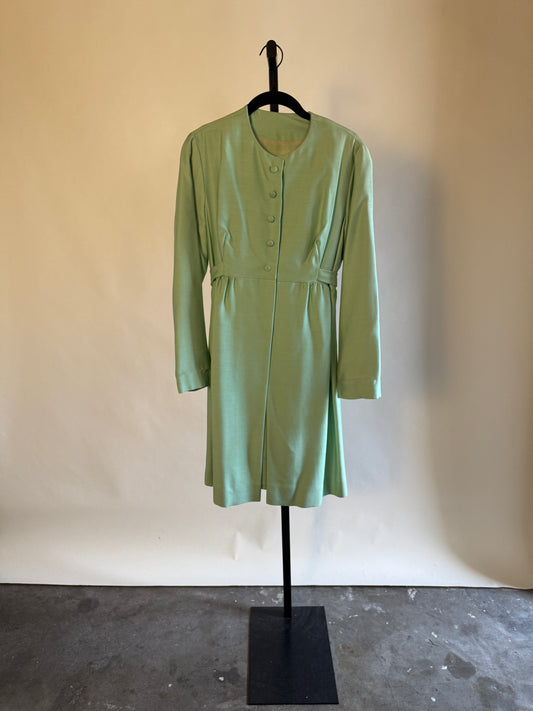 Stunning 50s/60s Mint Green Cocktail Dress with Matching Overcoat - perfect condition!