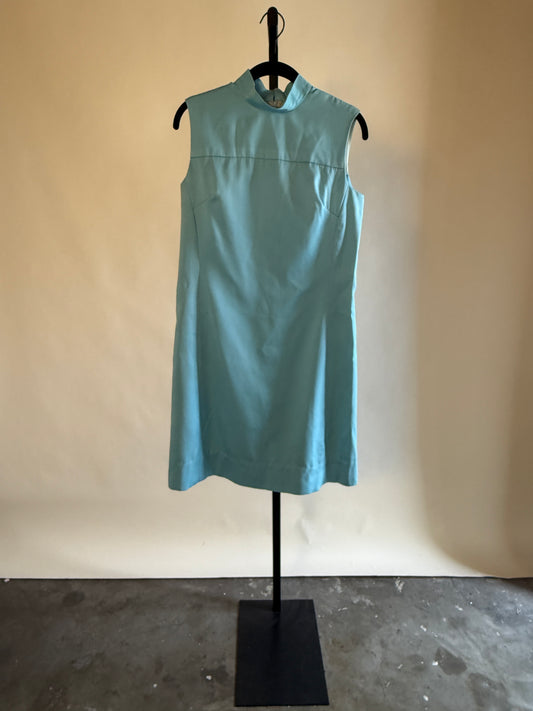 Classic 60s Baby Blue Mock Neck Shift Dress