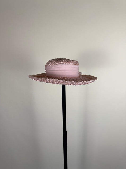 Pink Bow Straw Hat