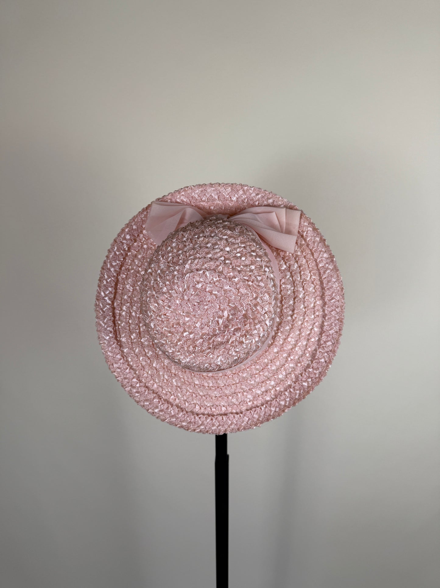 Pink Bow Straw Hat