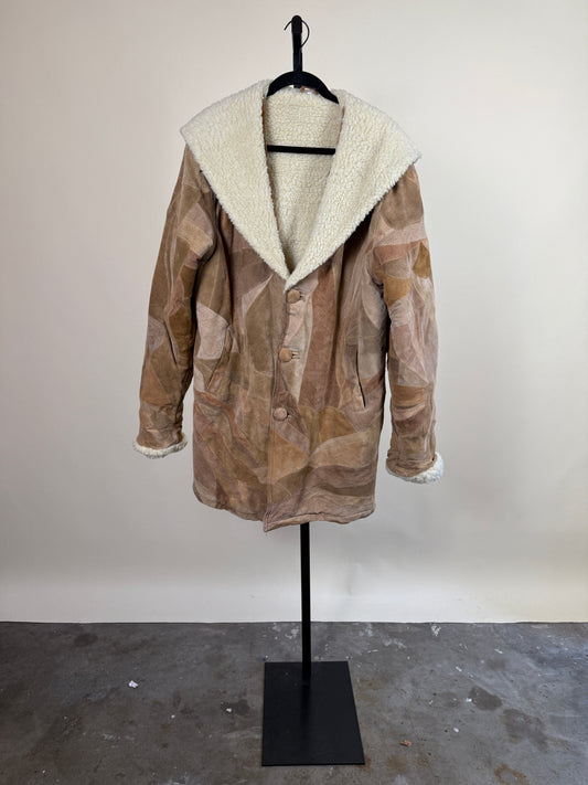 Oversized 100% Suede Patchwork Coat